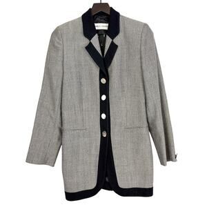 Mariella Burani Italy Wool Long Suit Jacket Gray Black - Size S